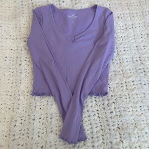 Hollister purple long sleeve lettuce trim top